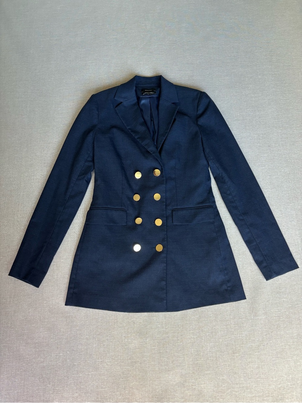 RW&CO. navy work office professional structured tailored twill blazer size 2